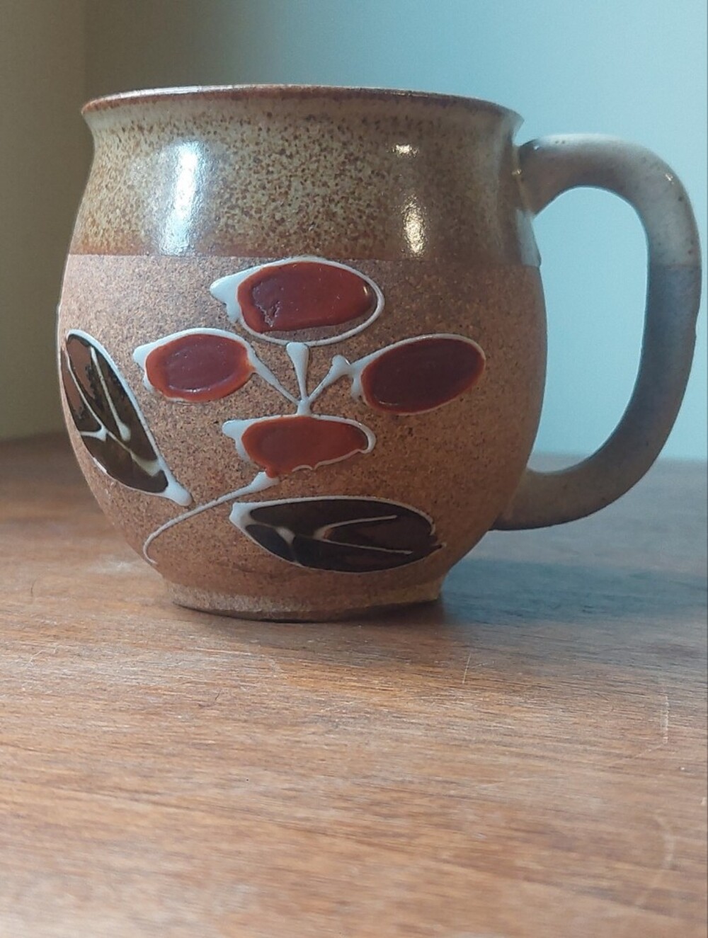 StyleCraft Stoneware Mug with Red Floral Accents